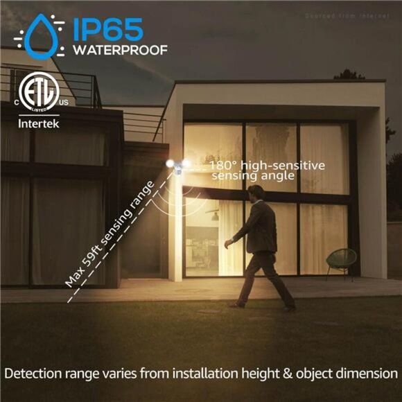 LED Security Light, Motion Sensor Flood Lights Outdoor, Aluminum, 3 Modes Motion - Picture 3 of 7